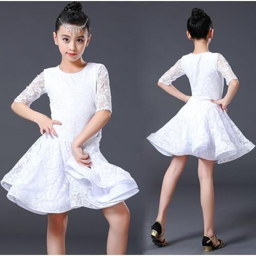 White Latin Dance Competition Dresses Lace Ballroom Salsa Dance Wear Outfits Professional Practice Dress Sexy Tango Costumes