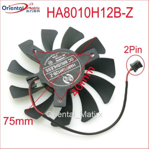 Free Shipping HA8010H12B-Z HA8010H12F-Z 12V 0.35A 75mm 2Pin For MSI 750TI GTX750TI N740 GTX730 GTX740 Graphics Card Cooling Fan