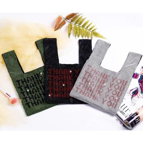 Bag For Women Top Sale Shining Luxury Ladies Full Rhinestones Thank You Women Evening Purse Vest Shape Handbag Shopping Clutch