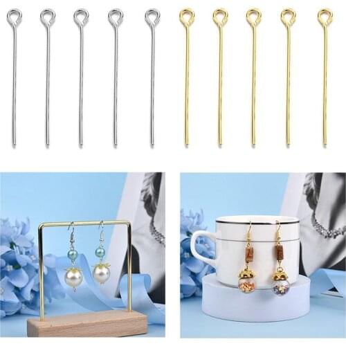 200pcs Gold Silver Flat Head Pins DIY Jewelry Findings Making Accessories Stainless Steel Earring Beading Eye Pin Flat Head Pins