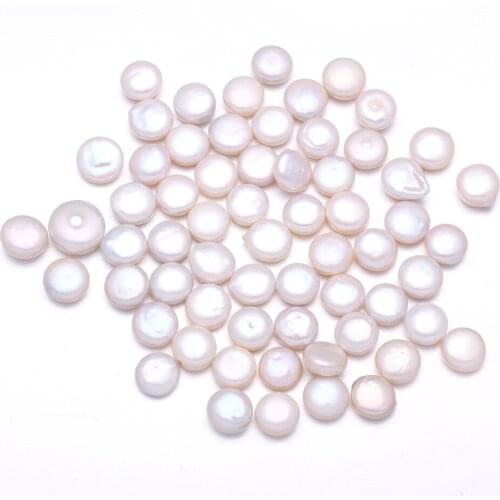 11-12mm High Quality Natural Freshwater Cultured Button Pearl White Beads For Necklace Jewelry Making DIY Accessories