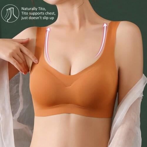 Women Bra Latex Push Up Bras Seamless Bralette Female S-XXL Plus Size Bra Tank Tops Gathers Shockproof Pad Brassiere Underwear