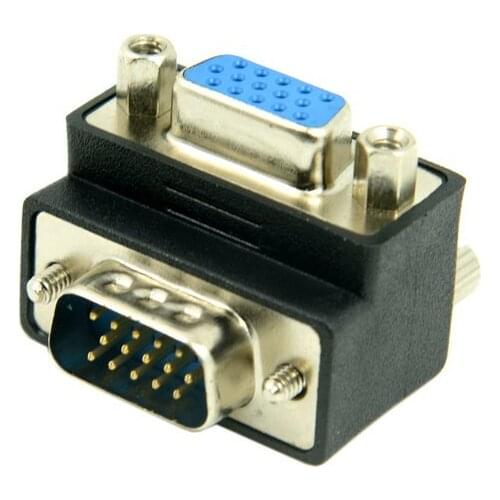 Cablecc Down Right Angled 90 Degree VGA SVGA Male To VGA 15Pin Female Monitor Adapter