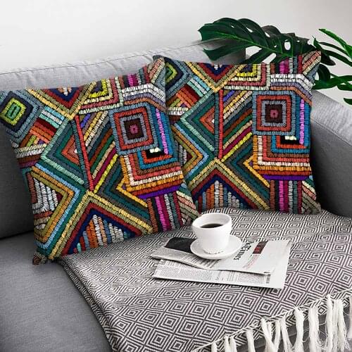 Geometric Cushion Cover Color stripes Polyester Throw Pillow Case Home Decoration Pillowcase Geometric Art Cushion Covers Funda