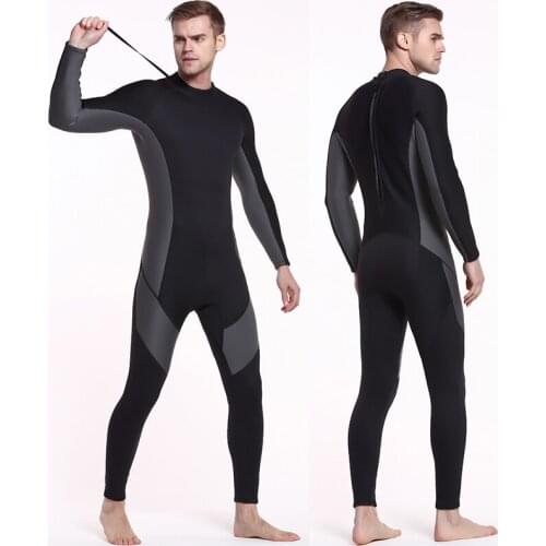 Sbart 3mm Full Body Diving Neoprene Back Zip Wetsuit with Stretch Panels for Mens Adult Youth Black/Grey Wet Suits Surfing