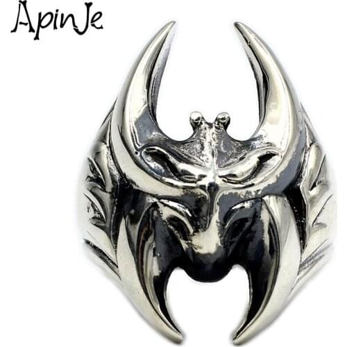 Apinje Animal Ring 925 Sterling Silver Ring Men Bat Punk Retro Thai Silver Male Vintage Gothic Man Rings