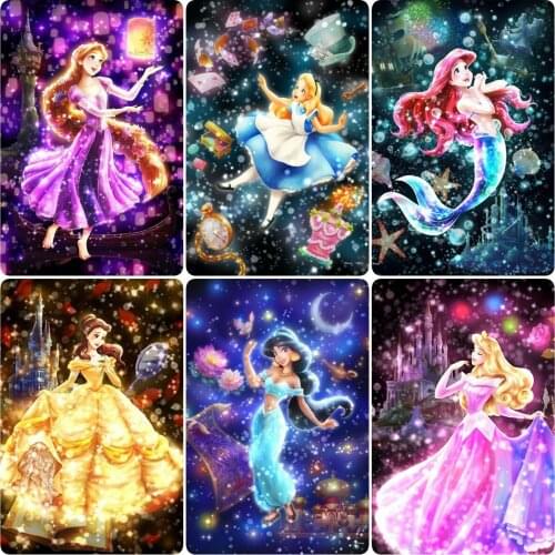 Disney Cartoon Princess Collection Wall Art Canvas Painting Nordic Posters and Prints Wall Pictures for Living Room Decoration