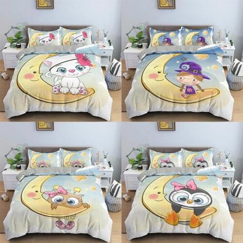 3D Moon Pattern Bedding Set Animal Duvet Cover With Pillowcase Quilt Cover Queen King Bedclothes Kids Boy Home Textile
