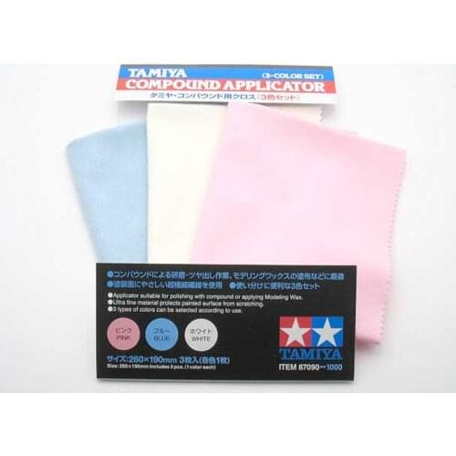 TAMIYA 87090 TA87090 Compound Applicator Polishing Cloth 3 Color Set Blue White Pink CRAFT TOOL