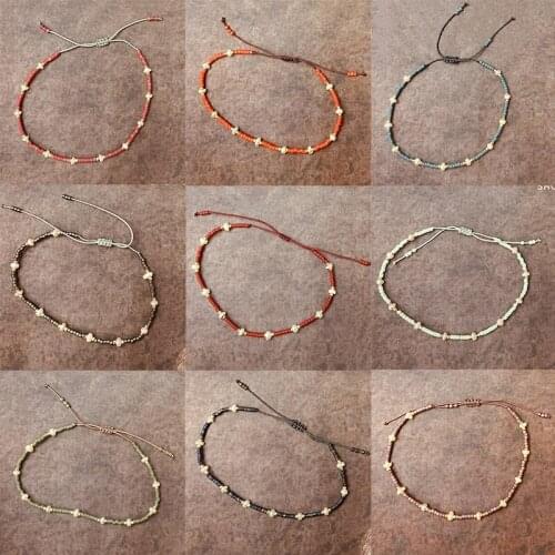 KSRA Beads Pearls Bracelet MIYUKI Delica Color Glass Stone Crystal Bracelets For Women Boho Handmade Thin Rope Chain Jewelry