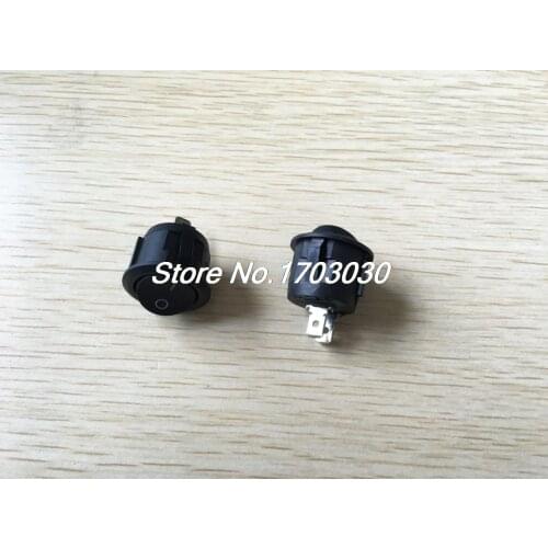 100 pcs Rocker Switch KCD1 Circular Black 2pin 6A 10A