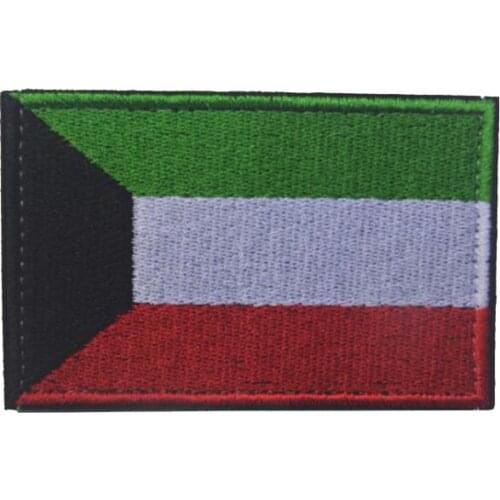Kuwait Flag 3D Embroidered Armband Military Tactical Force Morale Badge Clothing Backpack Hat Outdoor Sports Decoration Patch