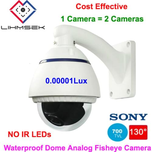 Lihmsek 0.00001lux Low Lux D/N Full Color Outdoor IP66 Waterproof CCTV Security Surveillance 130 Degree Fisheye Dome Camera