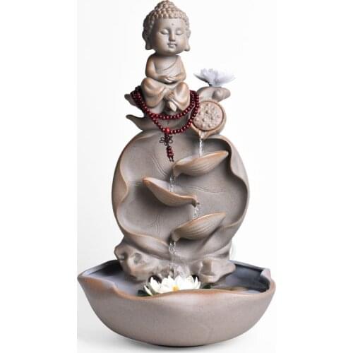 Lotus Desktop Artificial Mountain and Fountain Fish Pond Living Room Decoration Bonsai Humidifier