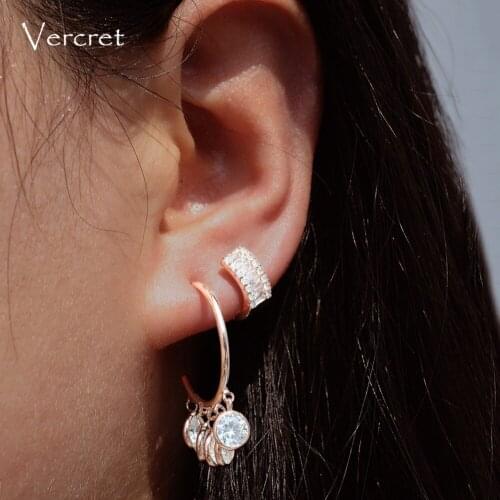 Vecret Small CZ Hoop Earrings 925 Sterling Silver Cartilage Hoop Earrings For Women Gift Rose Gold Hoop Earring
