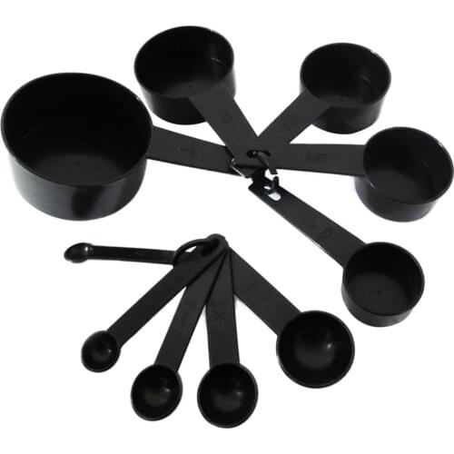 10pcs Black Color Measuring Cups and Measuring Spoon Scoop Silicone Handle Kitchen Measuring Tool DropShipping