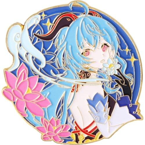 Game Genshin Impact Ganyu Cosplay Metal Brooch Pin Alloy Badge Props