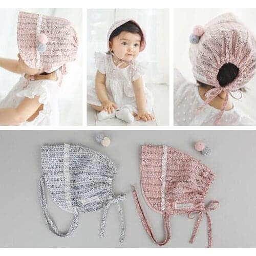 Yundfly Fashion Kawaii Girls Fabric Hat with Fur Ball Newborn Baby Headdress Caps Beanie Photography Props