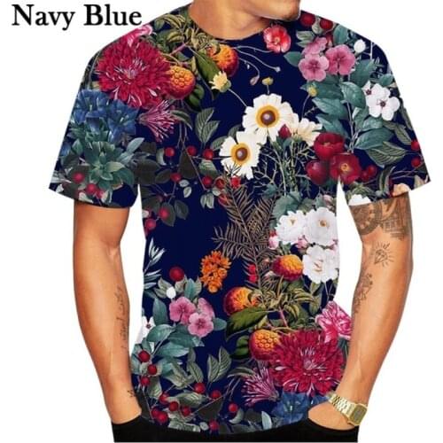 Mens 3D Printed Hawaiian Cute Flower Shirt Casual Short-sleeve Men Floral Print Shirt Beach T-shirt Tops XS-5XL