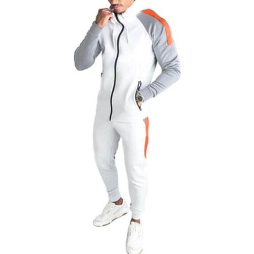 New Sportswear Men 2021 Autumn Set Mens Tracksuit Striped Zipper Sweatshirt + Sweatpants Men Casual Sporting Suits 2 Pieces Set