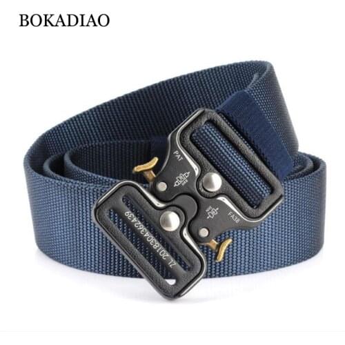 BOKADIAO Hot Mens Tactical Belt Quick release Military Nylon Belts Outdoor multifunctional Training Belt High Quality male Strap
