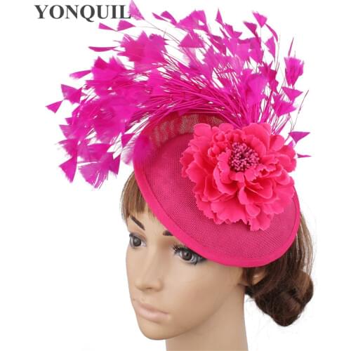 Bride Formal Vintage Headpiece Wedding Bride Hat Floral New Fascinator Hat Feather Women Party Chapeau Cap Headband Bridal Hats