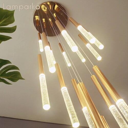 Nordic Bubble Crystal Chandelier Lighting LED Gold Luxury Modern Pendant Hanging Lamp Art Deco Interior Staircase Light Fixture