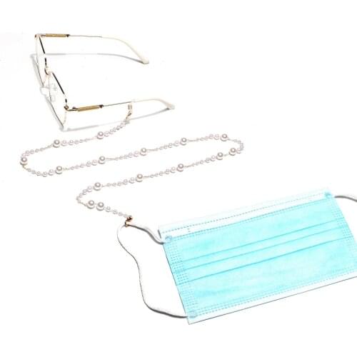 New Trendy Simulated Pearls Mask Holder Chains Womens Sunglasses Chain Glasses Strap Lanyards Statement Eyewear Accessories