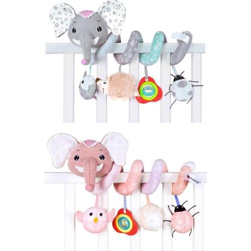 Educational Toddler Toys Baby Plush Animal Rattle Mobile Infant Stroller Bed Crib Spiral Hanging Toys For Baby Toys 0-12 Months