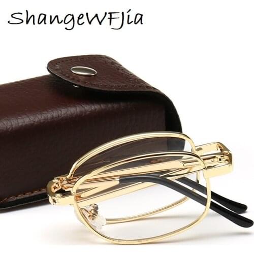2021 Design Reading Glasses Men Women Folding Small Glasses Frame Metal Glasses Mini Wallet Glasses Diopter 1.0-4.0