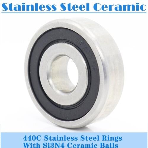 Bearings 6200 6201 6202 ( 1 PC) 440C Stainless Steel Rings With Si3N4 Ceramic Balls Bearing S6200 S6201 S6202