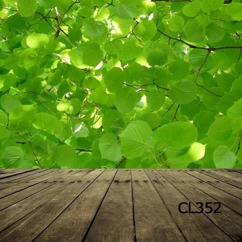 Polyester Wooden Board Green Fresh Leaves Backdrop Background Photography Studio Props Photographic Seamless Washable No Crease