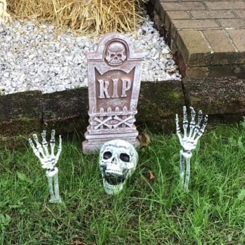Realistic Halloween Skeleton Stakes Skull Head and Arms Halloween Decorations for Outdoor Garden Graveyard Haunted House Props