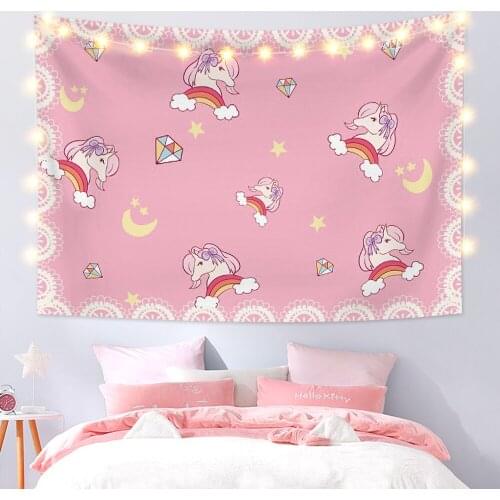Unicorn pink cute wall hanging tapestry dormitory family bedroom life photography decoration tapestry