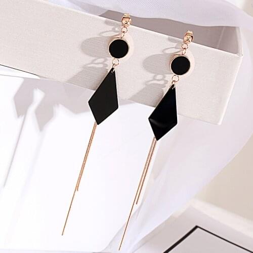Trendy Earing Fashion Jewelry Black Color Earrings for Women Stainless Steel Drop Earrings for women jewelry