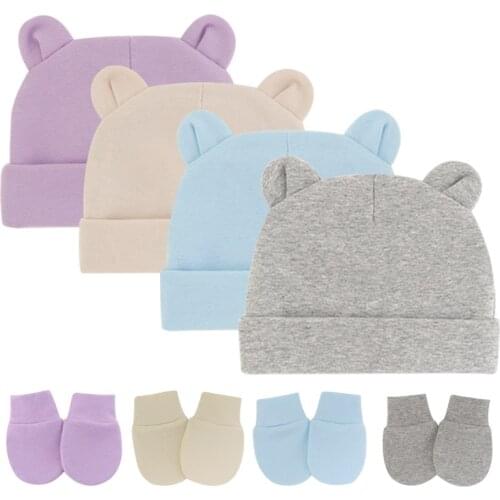 3pcs/Lot New Baby Beanie Autumn Winter Newborn Baby Hat for Girls Boys Cotton Baby Cap Socks Set Soft Infant Toddler Bonnet Hats