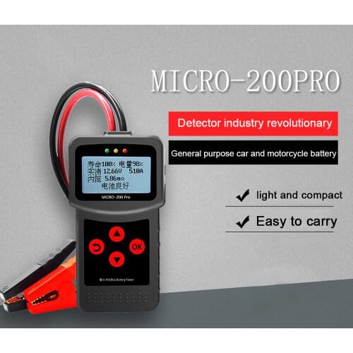Car Battery Tester Micro 200 Pro 12V Charging Diagnostic Tool SAE CCA JIS Automotive Battery System Analyzer USB For Printing