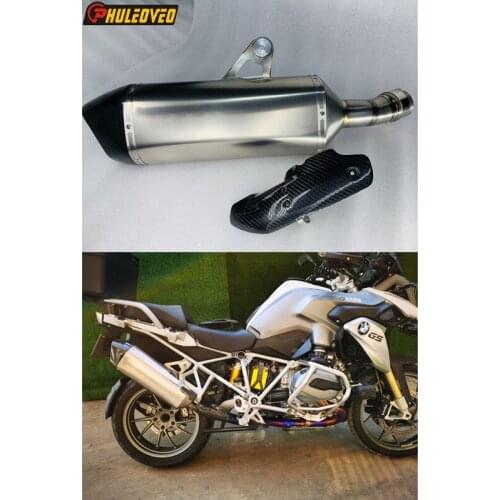 Titanium Alloy for BMW R1200GS R1200GS ADV 2013-2021 Motorcycle Exhaust Muffler Escape Link Pipe with Carbon Cover for R1200GS