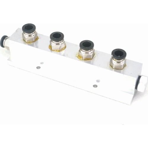 Push Fit 8mm 4 Way Solid Aluminum T-Shape Air Manifold Block Splitter