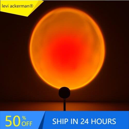 USB Rainbow Sunset Red Projector Led Night Light Sun Projection Desk Lamp for Bedroom Bar Coffee Store Wall Decoration Lighting