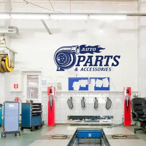 Car Auto Parts Accessories Garage Wall Sticker Shop Car Auto Reapair Service Exhaust Pipe Wall Decal Vinyl Home Decor