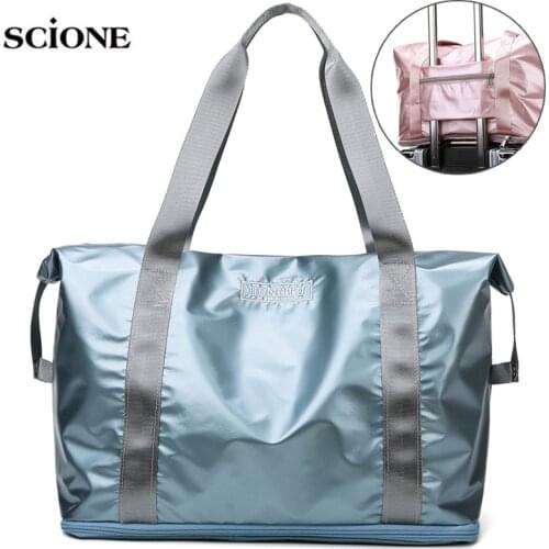 Wet Dry Sports Bag Waterproof Gym Bag Zip Extension At Bottom Nylon Traveling Hand Luggage Bag Training Handbags