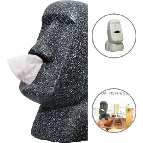 Bright-colored Unique Fine Texture Face Shape Tissue Box Resin Tissue Storage Holder Eye-catching for Living Room