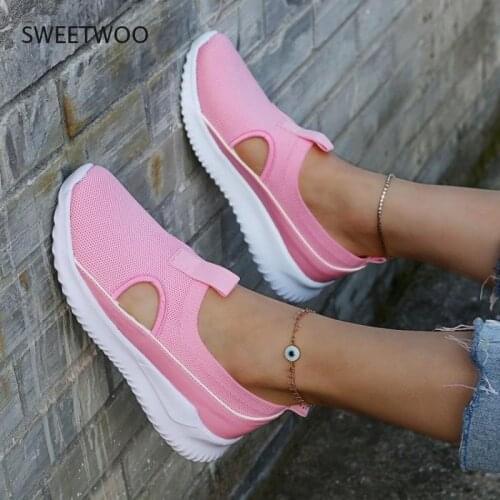 Spring and autumn summer womens shoes breathable 2021 casual sports running shoes round toe flat shoes