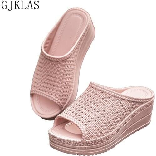 Platform Wedges Shoes for Women Summer Slippers Cheap Casuales Sliders Shoes Women Heel Outdoor Beach Shoes Chunky Heels Sandal