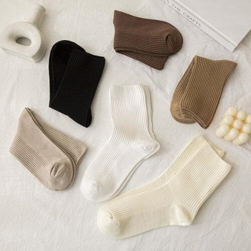 Harajuku Retro Woman Socks High Quality Cotton Knitting Loose Long Socks Korean Fashion Japanese Kawaii Girls Students Crew Sock