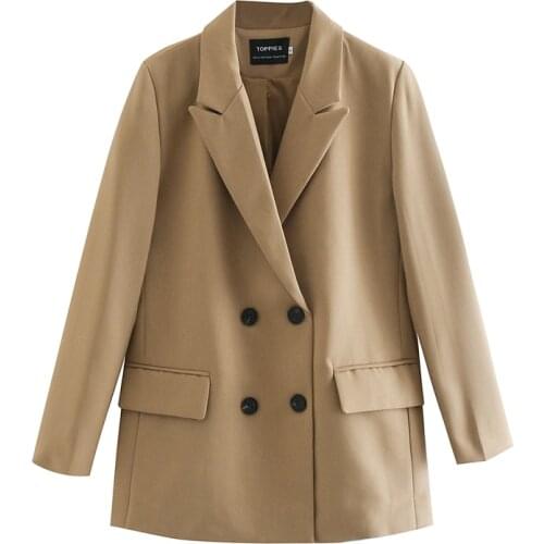 Loose Oversize Coat Solid Color Formal Blazer 2021 Womens Long Blazer Double Breasted Suit Jacket