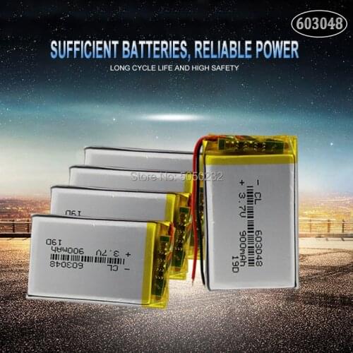 10pc 3.7V 900mAh 603048 Rechargeable Battery Lithium Polymer Li-Po li ion cells For LED Light DVD GPS MP5 PDA PSP power bank
