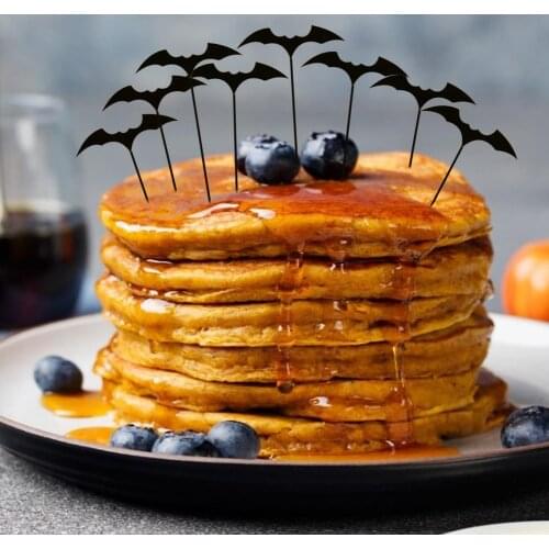 10Pcs Halloween Decoration Bat Acrylic Cake Card Decorative Inserted Card Party Funny Dress Up Cake Decoration Arrangement