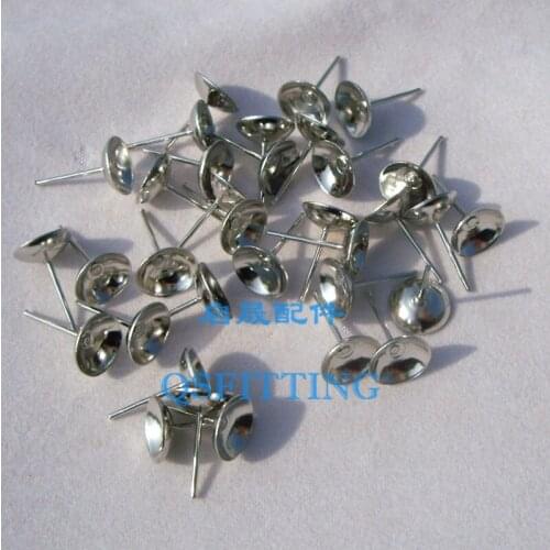 100PCS DIY Fashion Jewelry Accessory Concave Surface Earring Pin Rhodium Plated Ear Stud Components for DIY Earrings Findings